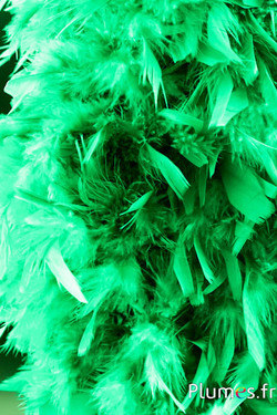 Boa en plumes de coq  - 4 plis, 2 m - émeraude